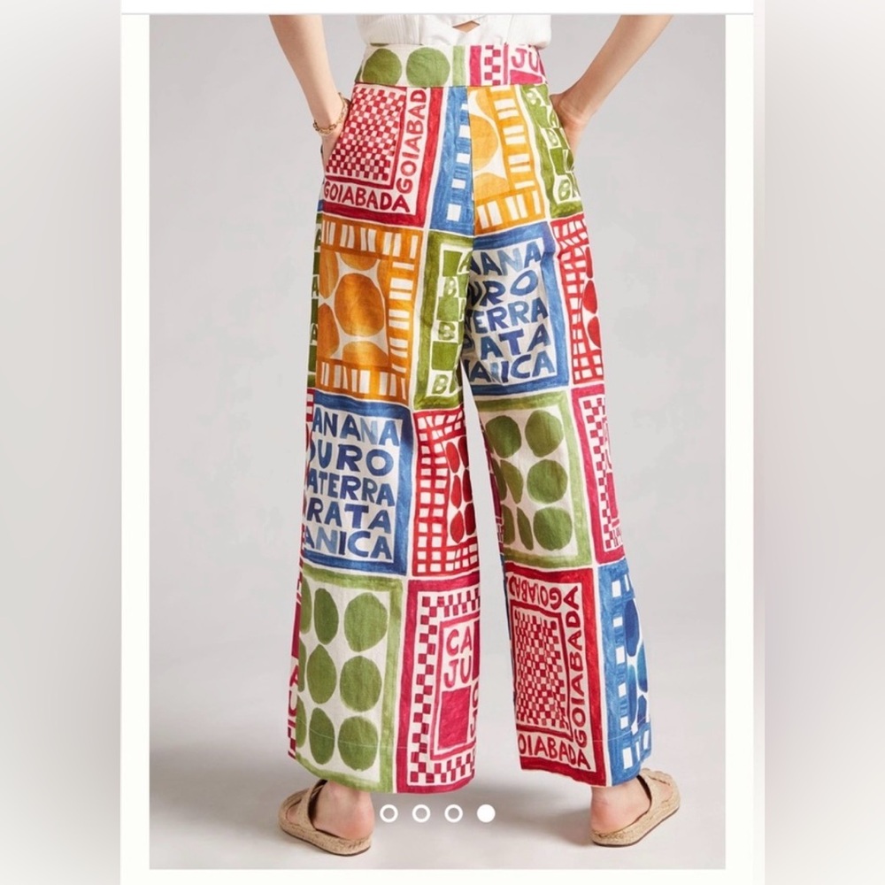 Farm Rio for Anthropologie Wide Leg Pants L BNWOT - Picture 3 of 7